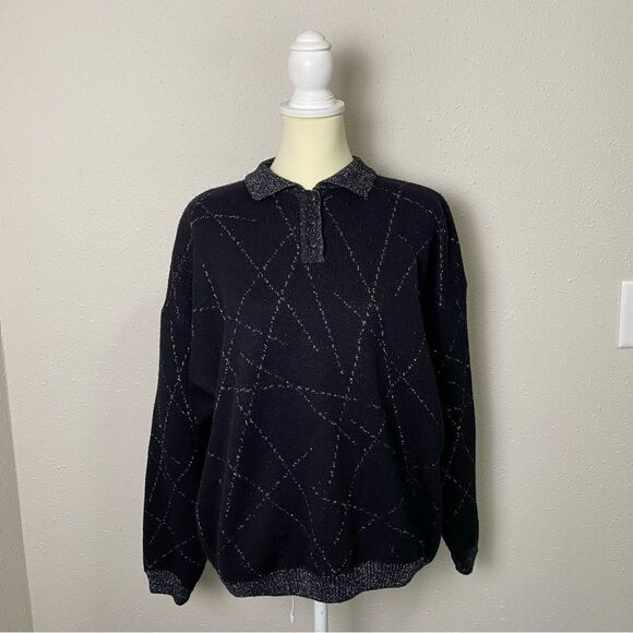 Vintage 80s Renee Tenner for Jeanne Pierre Lambs Wool Metallic Sweater Women' LG - Picture 7 of 13